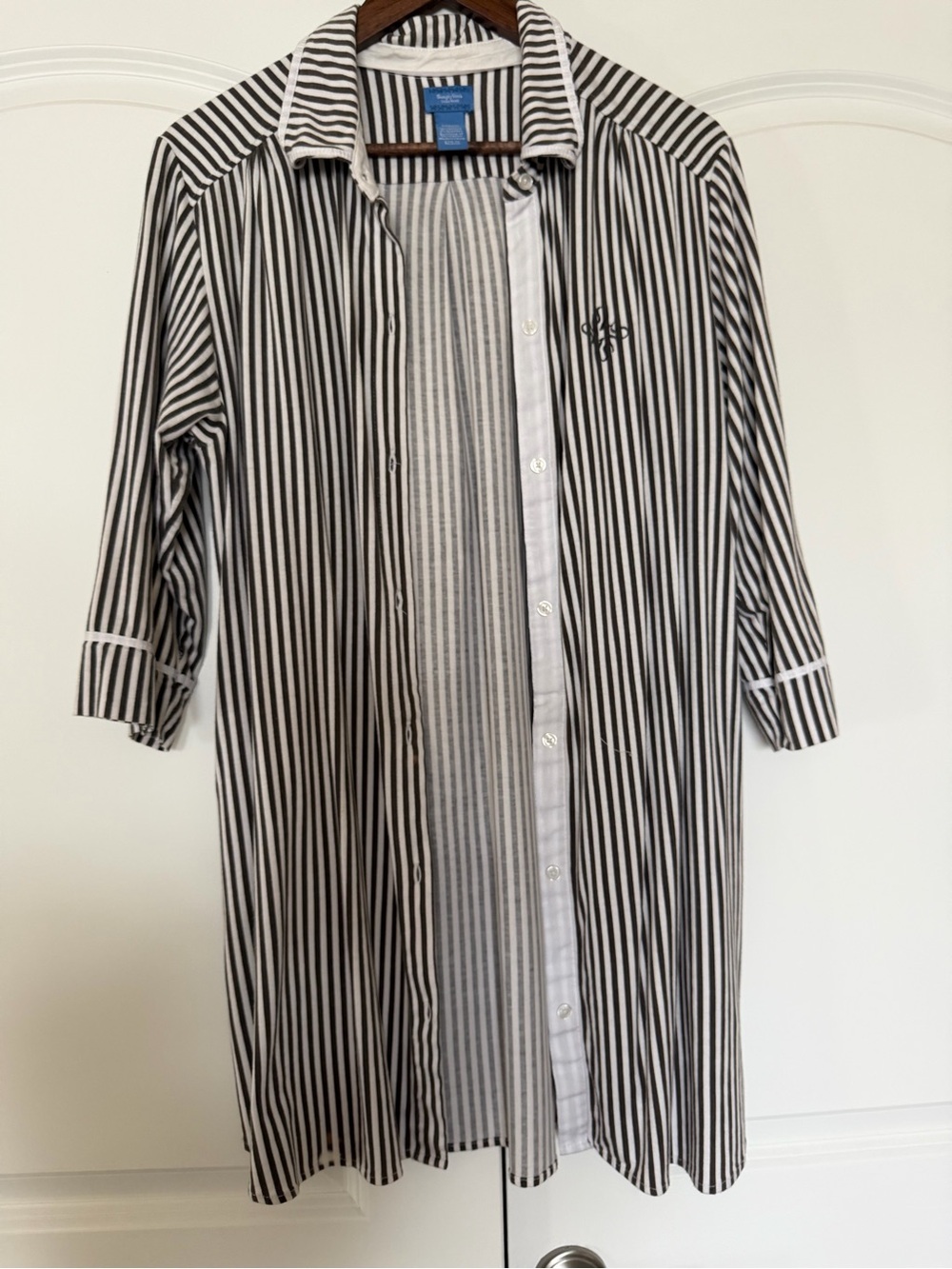 Simply Vera Vera Wang Black & White Striped Long Shirt